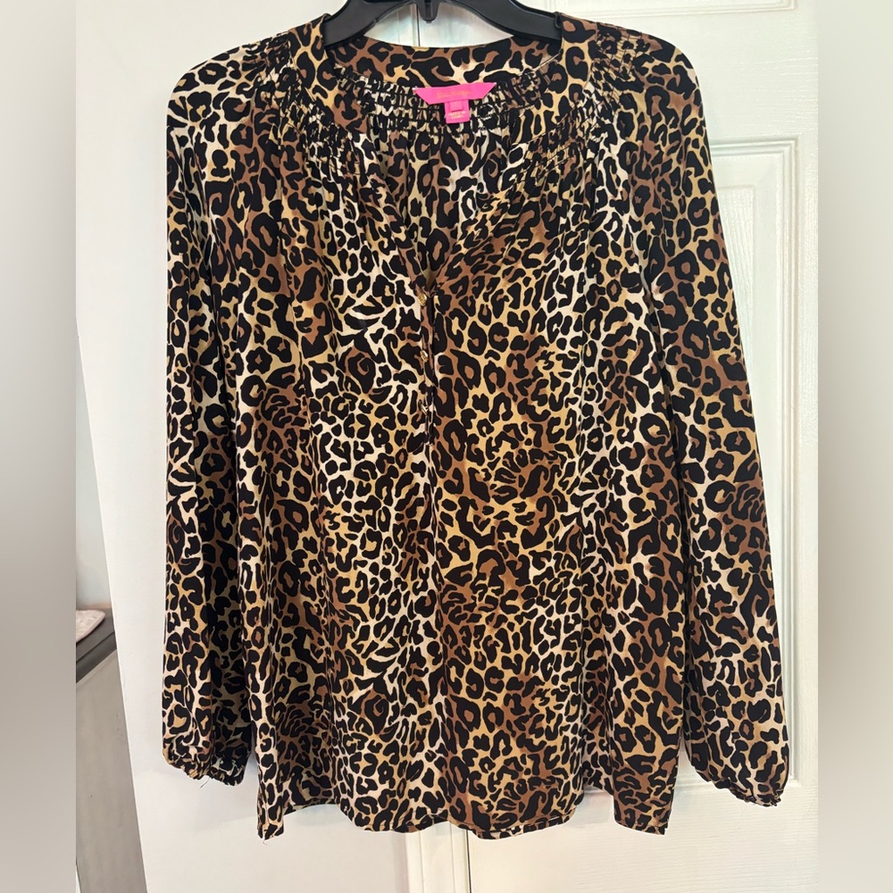 Lily Pulitzer Leopard Print Elsa Top Size S